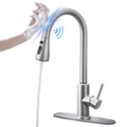 Picture of Touchless Kitchen Faucet with Pull Down Sprayer, ‎‎Single Handle Single Hole Kitchen Sink Faucet with Deck Plate