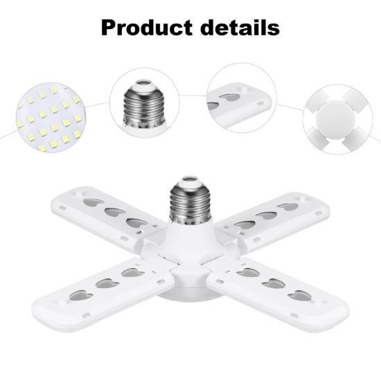 Picture of 28W Fan Shape LED Bulb E27 LED Lamp Foldable 220V 110V Light Bulbs For Home Living Room Warehouse Garage Ceiling Light