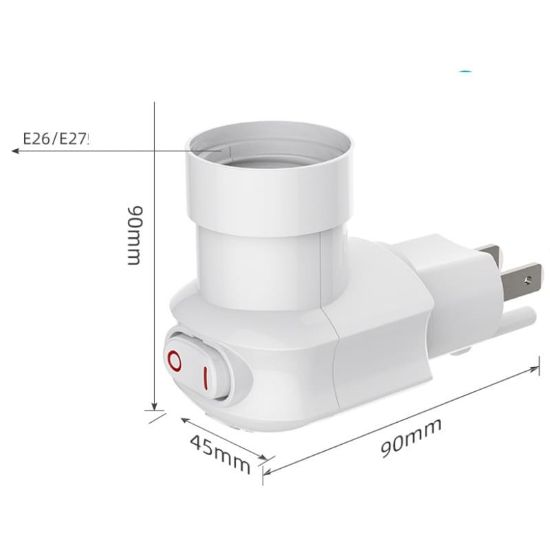 Picture of Plug in Light Socket, Outlet to Light Socket Adapter 3 Prong 360° Rotatable Plug with On/Off Switch Bulb Adapter