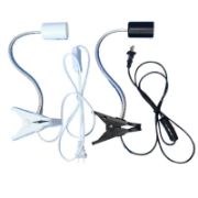Picture of E26 /E27 Clip Desk Lamp Holder, Clamp Lamp Fixture with On/Off Switch US Plug, Flexible Gooseneck