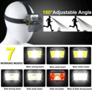 Picture of Headlight LED 2-Way 7 Modes 1000 Lumens Super Bright USB Rechargeable Headlight