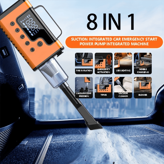 Picture of 59200mWh Car Jump Starters with Air Compressor, Portable Car Battery Booster, Clean Vacuum Cleaner, 12V Lithium Ion Battery Charger, 150PSI Tire Inflator