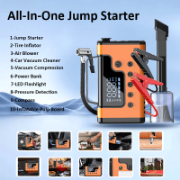 Picture of Car Jump Starters with Air Compressor, Portable Car Battery Booster, Clean Vacuum Cleaner, 12V Lithium Ion Battery Charger, 150PSI Tire Inflator