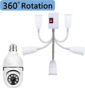 Picture of E27/E26 Plug in Light Bulb Socket Adapter Extender with On/Off Switch, Outlet to Socket Adapter Extension, White