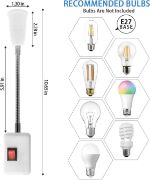 Picture of E27/E26 Plug in Light Bulb Socket Adapter Extender with On/Off Switch, Outlet to Socket Adapter Extension, White