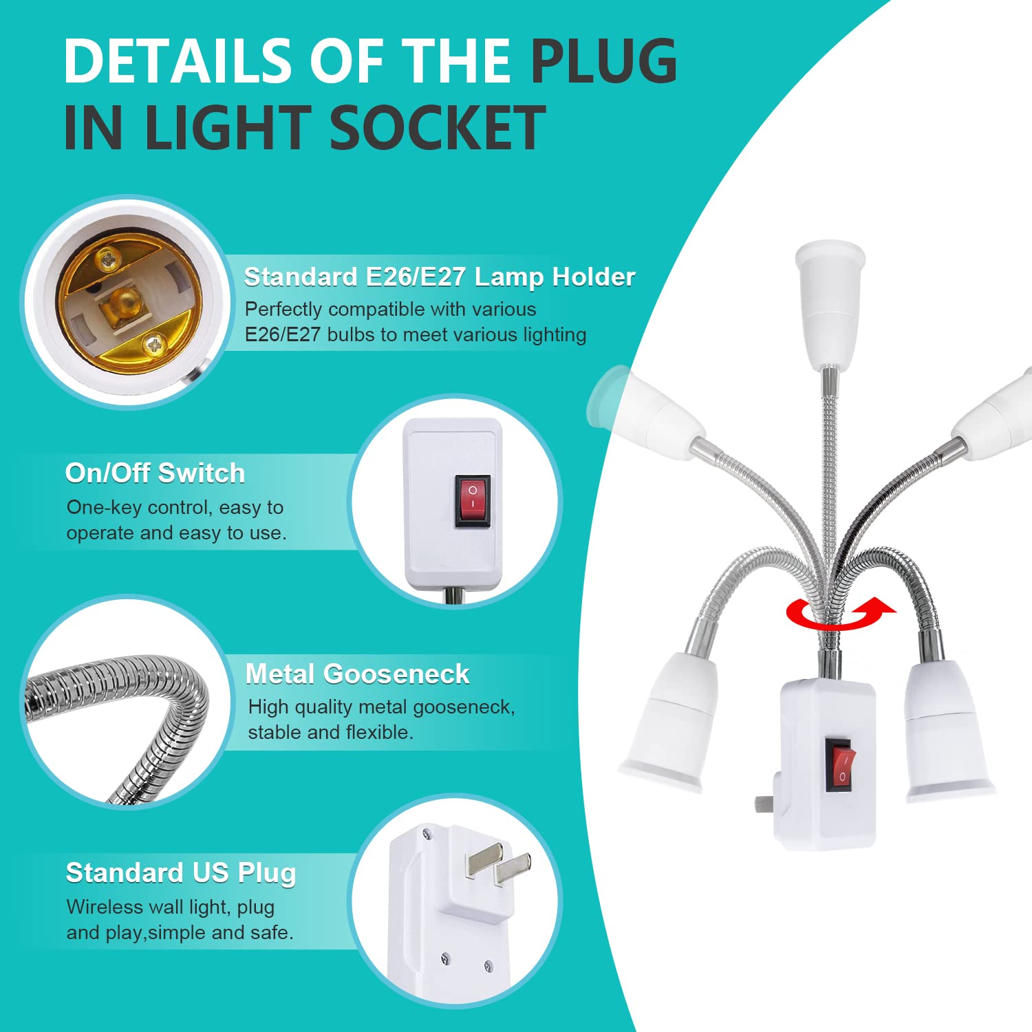 Technical Reply. E27/E26 Plug in Light Bulb Socket Adapter Extender ...