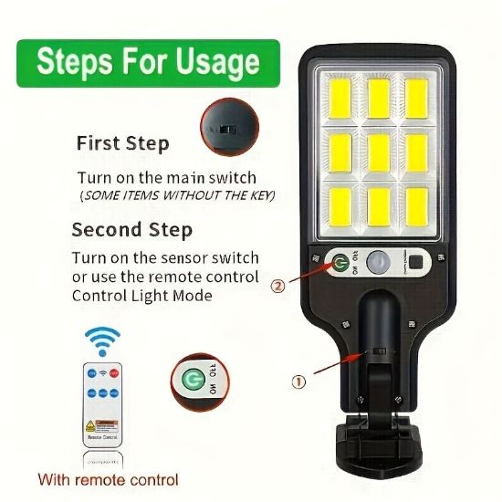 Picture of Solar Street Light, Solar Street Lights Outdoor Solar Lamp with 3 Light Mode Waterproof Motion Sensor Security Lighting for Garden Patio Path Yard