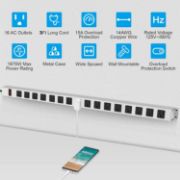 Picture of 16 Outlets Heavy Duty UL Listed Metal Socket Power Strip, 3-Foot Long Extension Cord with Circuit Breaker.