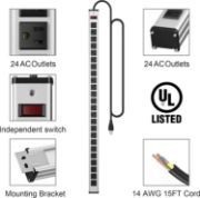 Picture of  24 Outlet Long Power Strip, Heavy Duty Metal Socket Power Strip, Aluminum with 3-Foot Extension Power Cord, UL Certified
