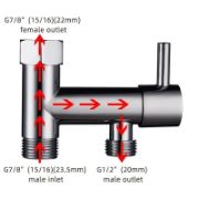 Picture of  Brass Bidet T Adapter with Shut Off Valve 7/8" -15/16" 1/2" 3 Way Toilet Bidet Connector for Bidet Attachment  