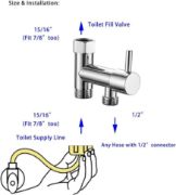 Picture of  Brass Bidet T Adapter with Shut Off Valve 7/8" -15/16" 1/2" 3 Way Toilet Bidet Connector for Bidet Attachment  
