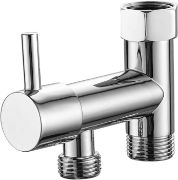 Picture of  Brass Bidet T Adapter with Shut Off Valve 7/8" -15/16" 1/2" 3 Way Toilet Bidet Connector for Bidet Attachment  