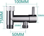 Picture of  Brass Bidet T Adapter with Shut Off Valve 7/8" -15/16" 1/2" 3 Way Toilet Bidet Connector for Bidet Attachment  