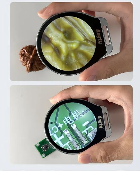 Picture of 3R-MJL03 Portable LED Microscope, Magic Magnifying Loupe with R/Image Storage, 7x, 11x, and 15x Zoom, Equipped with 2.1-inch LCD, Compact Design, Exclusive Case Included, Parts, Metal, Circuit