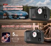 Picture of Portable Tire Inflator for Cars, Bikes, E-Bikes, Compact Air Pump with High-Precision Pressure Gauge, Fast Inflation Motor, Car Emergency Accessories