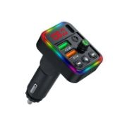 Picture of Rotatable FM Transmitter Car Wireless Handsfree U Disk MP3 Player Colorful Atmosphere Light Type C Dual USB 3.1A Fast Charger