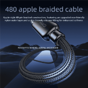 Picture of 240W USB C to USB C Cable 4FT with TFT Color Screen, PD 3.1 Fast Charging 