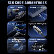 Picture of 240W USB C to USB C Cable 4FT with TFT Color Screen, PD 3.1 Fast Charging 