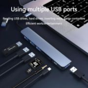 Picture of USB C Hub, 8 in 1 USB Multiport Adapter with USB 3.0, 3 x USB 2.0, USB C SD/TF Card Reader