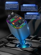 Picture of Y10 Car Charger FM Transmitter Bluetooth-Compatible MP3 Player with Retractable Type C + iP Cable