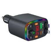 Picture of Y10 Car Charger FM Transmitter Bluetooth-Compatible MP3 Player with Retractable Type C + iP Cable