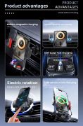 Picture of  F-18 Auto-Sensing Car Wireless Charger | Electric Rotating Mount | Ambient Light |  Electric Rotating Mount 