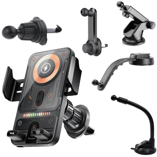 Picture of  F-18 Auto-Sensing Car Wireless Charger | Electric Rotating Mount | Ambient Light |  Electric Rotating Mount 