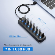 Picture of 1.2 Meter Cable 7-Port USB 3.0 Hub with One-to-Seven Splitter Four-Port Laptop Computer 