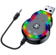Picture of Car Bluetooth receiver 5.3 transmitter AUX audio cable connects to USB speaker, amplifier, TV, and wireless headphones