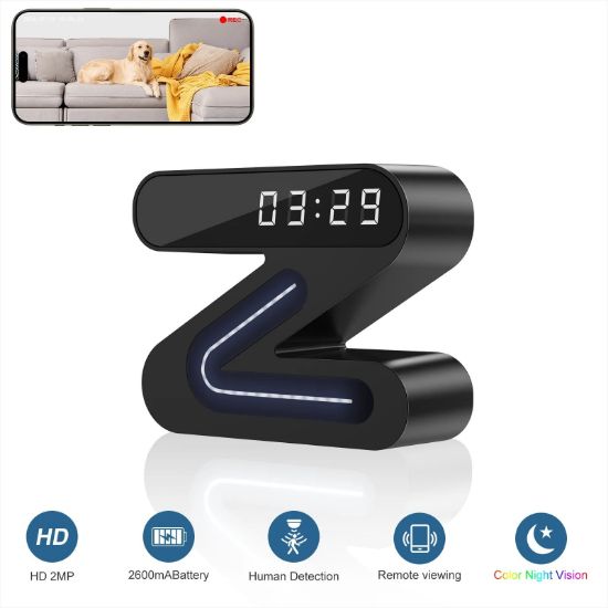 Picture of WiFi Smart Clock Camera: Full Color Night Vision, Motion Detection, 1080P Security Camera with Long Battery Life