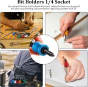 Picture of 6/12/18 Piece Bit Holders 1/4 Socket, Hex Shank Screwdriver Bit Holder for Impact Driver Drill Bit Keychain Extension Bar Quick Release