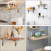 Picture of Folding Shelf Brackets - 10 Inch / 20 Inch Heavy Duty Stainless Steel Collapsible Shelf Bracket for Bench Table, Space Saving DIY Bracket, 