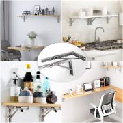 Picture of Folding Shelf Brackets - 10 Inch / 20 Inch Heavy Duty Stainless Steel Collapsible Shelf Bracket for Bench Table, Space Saving DIY Bracket, 