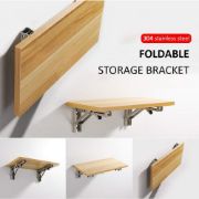 Picture of Folding Shelf Brackets - 10 Inch / 20 Inch Heavy Duty Stainless Steel Collapsible Shelf Bracket for Bench Table, Space Saving DIY Bracket, 
