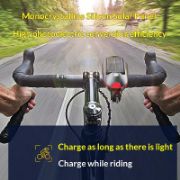 Picture of Solar bicycle headlight with LED floodlight, 120 dB horn, 80-meter visible range, USB and solar charging