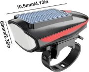 Picture of Solar bicycle headlight with LED floodlight, 120 dB horn, 80-meter visible range, USB and solar charging