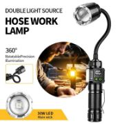 Picture of Bendable Magnetic Work Light, USB Rechargeable Work Light with Digital Display, Zoomable Strong Beam Flashlight, Adjustable Hose for Multi-angle Illumination, Shop and Repair Light