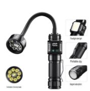 Picture of Bendable Magnetic Work Light, USB Rechargeable Work Light with Digital Display, Zoomable Strong Beam Flashlight, Adjustable Hose for Multi-angle Illumination, Shop and Repair Light