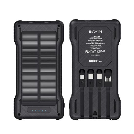 Picture of BAVIN Portable Outdoor Power Bank 5 Output Fast Charging10000mah 22.5w LED Light Panels Solar Charger Power Bank