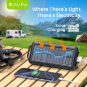 Picture of BAVIN 10000mAh Solar Power Bank with Wireless Charging, Built-in Flashlight, 3 Cables, 22.5W