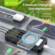 Picture of BAVIN 10000mAh Solar Power Bank with Wireless Charging, Built-in Flashlight, 3 Cables, 22.5W